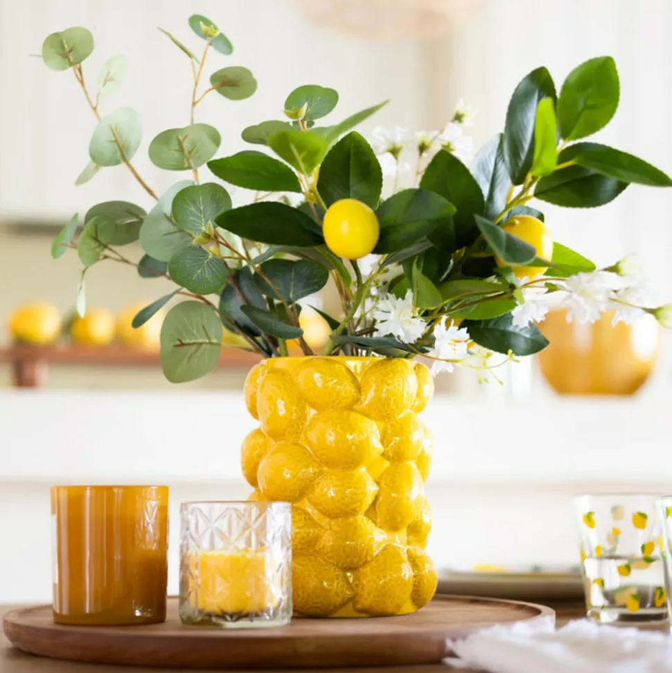 ATMOSPHERA CREATEUR D'INTERIEUR - Vase citron "yuca" céramique jaune h18cm