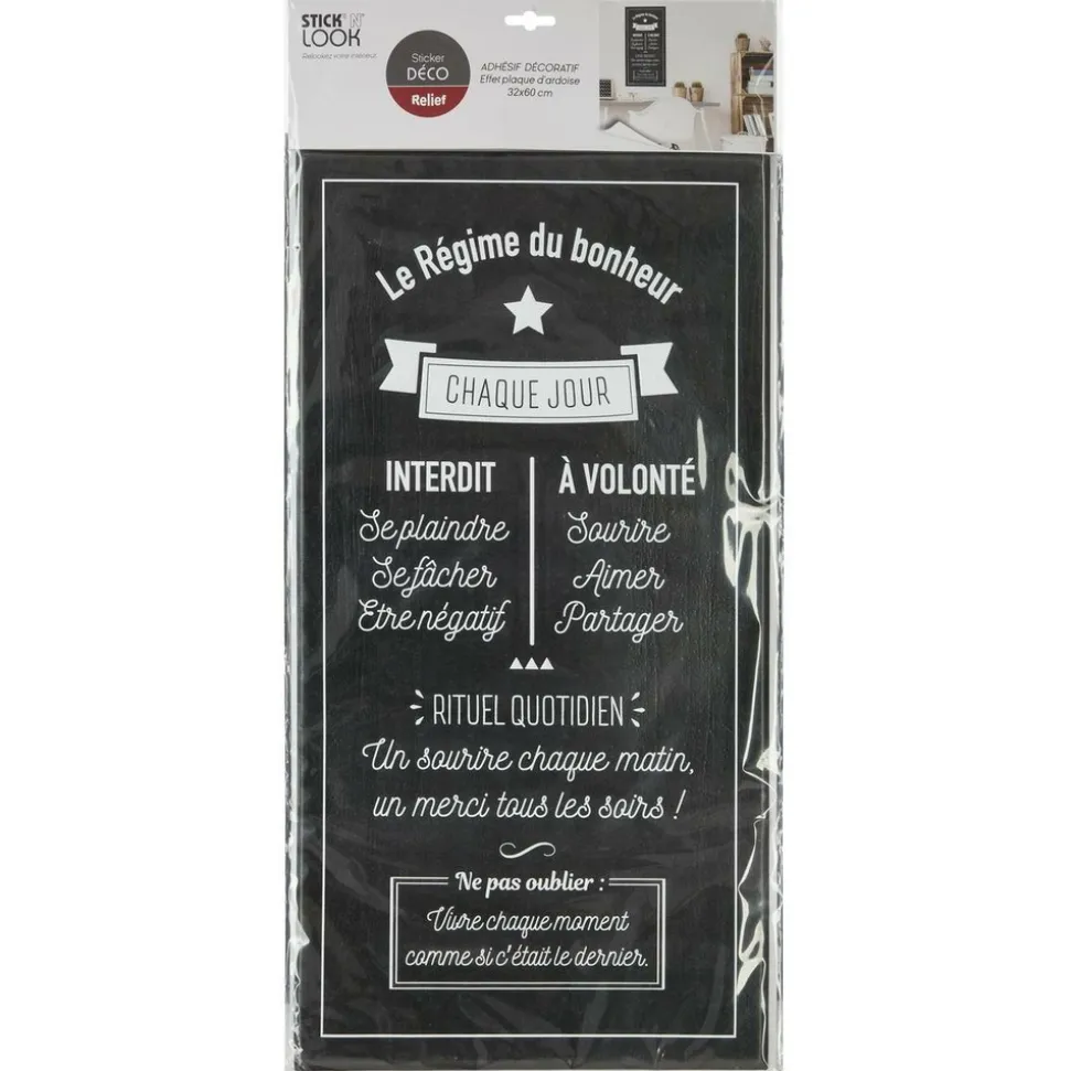 ATMOSPHERA CREATEUR D'INTERIEUR - Sticker "bonheur" - noir et blanc - 32x60 cm