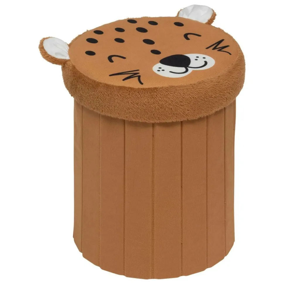ATMOSPHERA CREATEUR D'INTERIEUR - Pouf-coffre enfant léopard pliant "anoki" orange d30x36cm