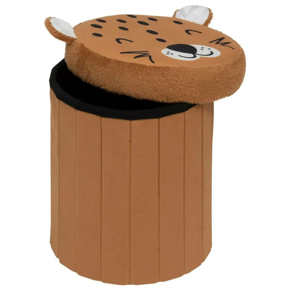 ATMOSPHERA CREATEUR D'INTERIEUR - Pouf-coffre enfant léopard pliant "anoki" orange d30x36cm