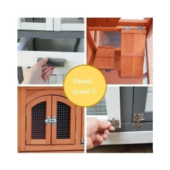 BB LOISIR - Cage clapier extérieur pour lapins 122x42,5x104 cm modèle- miette 081 gris-blanc