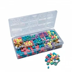 BE TEENS - Boîte de perles en bois colorées pour création de bijoux