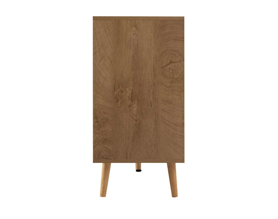 BEST MOBILIER - Goto - buffet bas - effet bois et cannage - 140 cm