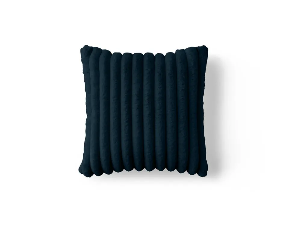 BEST MOBILIER - Pampelune - coussin - en fausse fourrure côtelé et velours - 40x40 cm