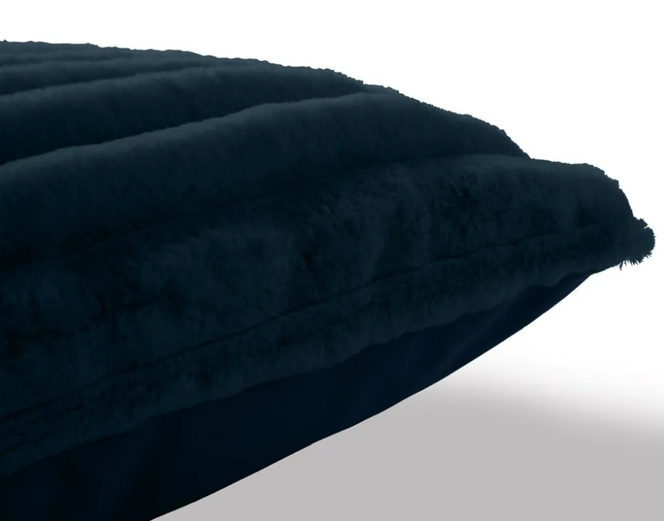 BEST MOBILIER - Pampelune - coussin - en fausse fourrure côtelé et velours - 40x40 cm