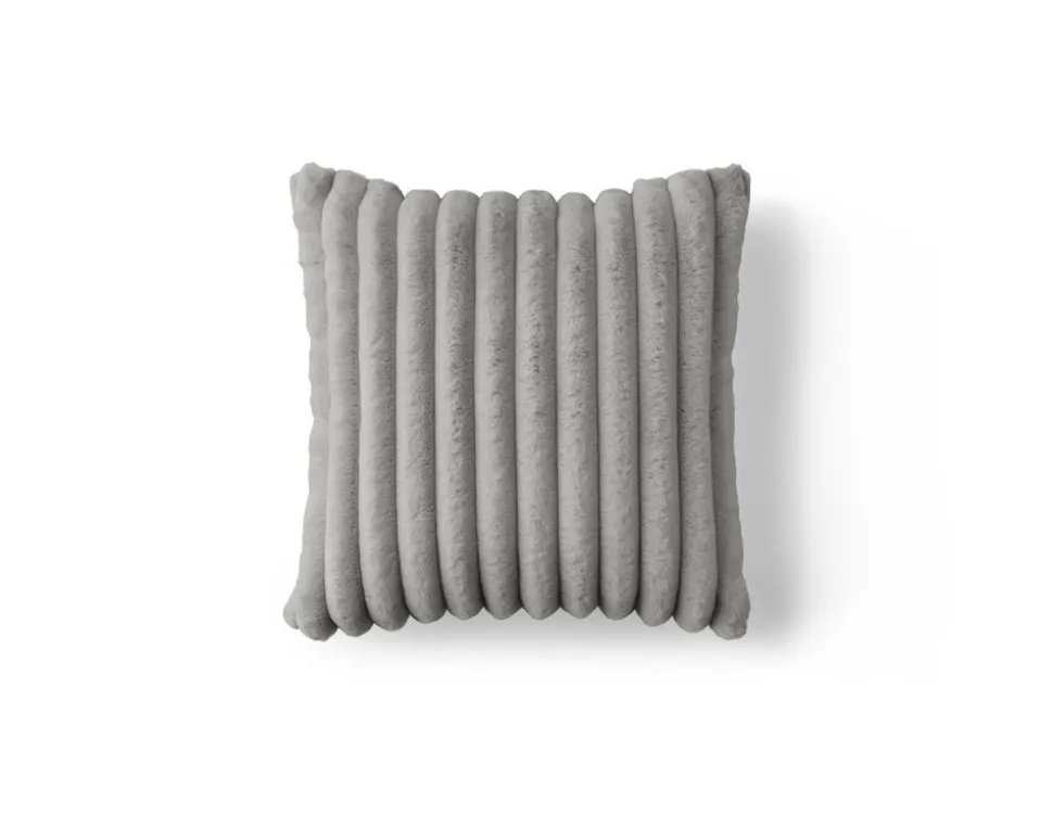 BEST MOBILIER - Pampelune - coussin - en fausse fourrure côtelé et velours - 40x40 cm