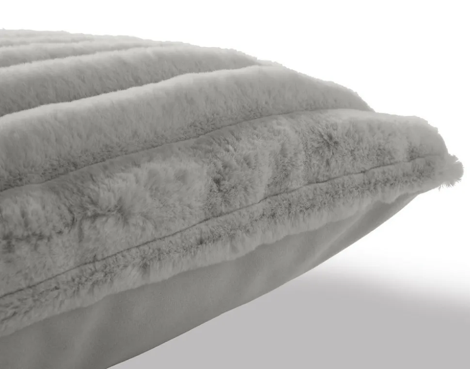 BEST MOBILIER - Pampelune - coussin - en fausse fourrure côtelé et velours - 40x40 cm