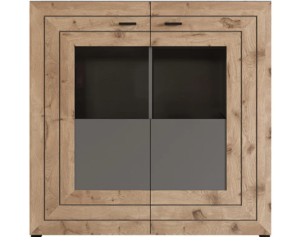 BEST MOBILIER - Wexford - buffet haut - gris et effet bois - 120 cm