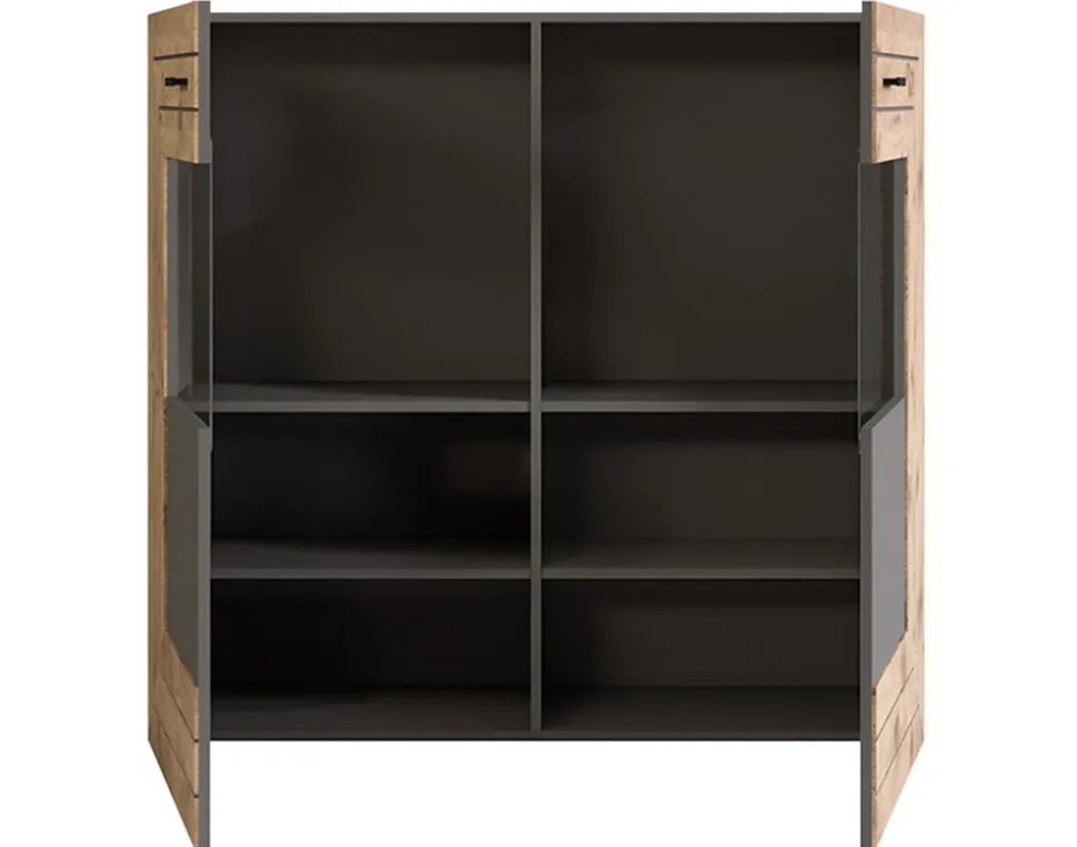 BEST MOBILIER - Wexford - buffet haut - gris et effet bois - 120 cm