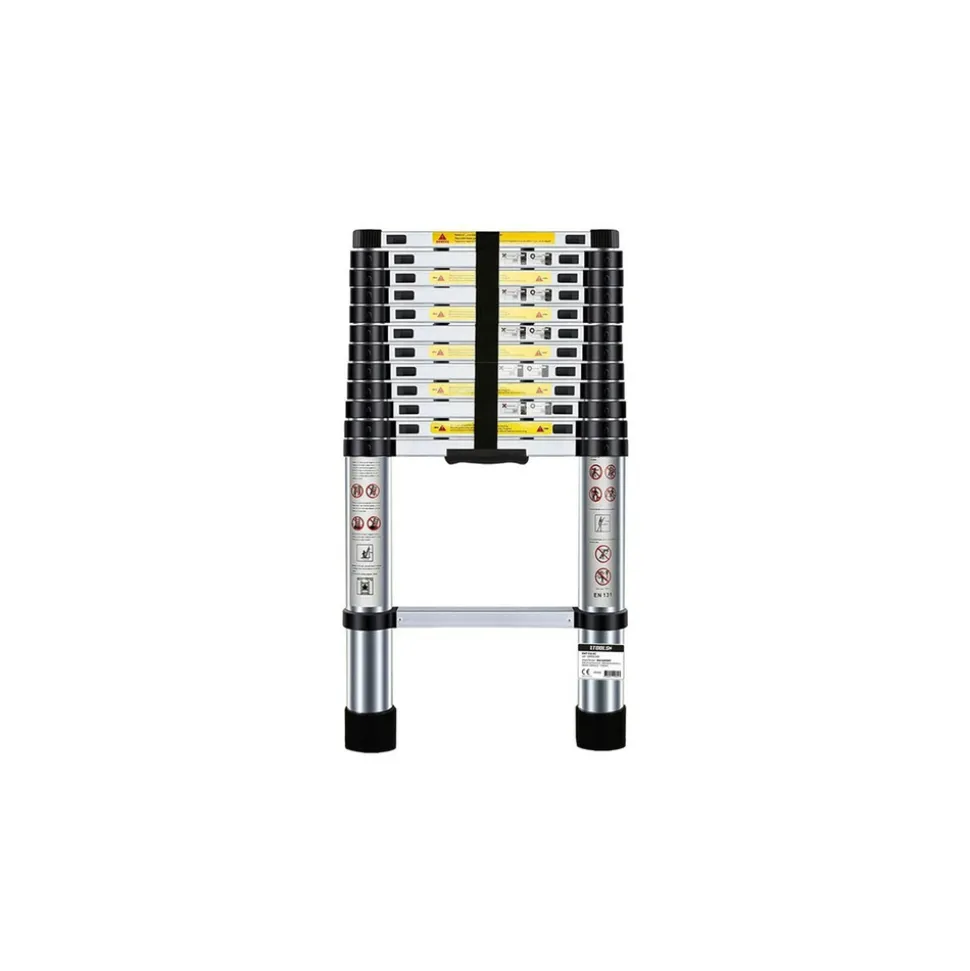 BM TOOLS - Échelle télescopique bm tools 3,8m en acier inoxydable, charge 150kg pliable extensible unique droite multi-fonction, bricolage