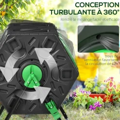 BM TOOLS - Composteur domestique de jardin, bac à compost rotatif 360 de 70l - décomposition rapide des matières organiques pour engrais