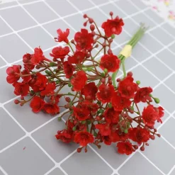 Bouquet de gypsophila artificielle - 12 tiges，fleurs rouges