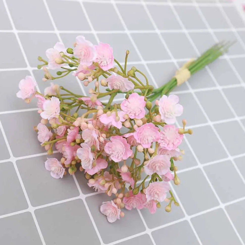 Bouquet de gypsophila artificielle - 12 tiges,fleurs roses