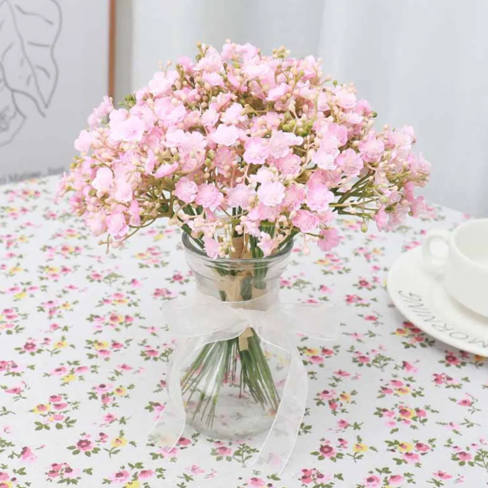 Bouquet de gypsophila artificielle - 12 tiges,fleurs roses