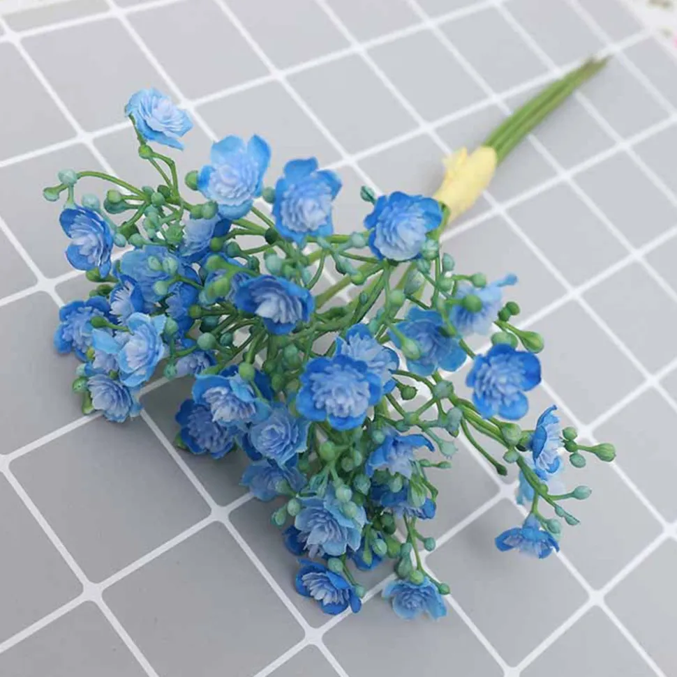 Bouquet de gypsophila artificielle - 12 tiges,fleurs bleues