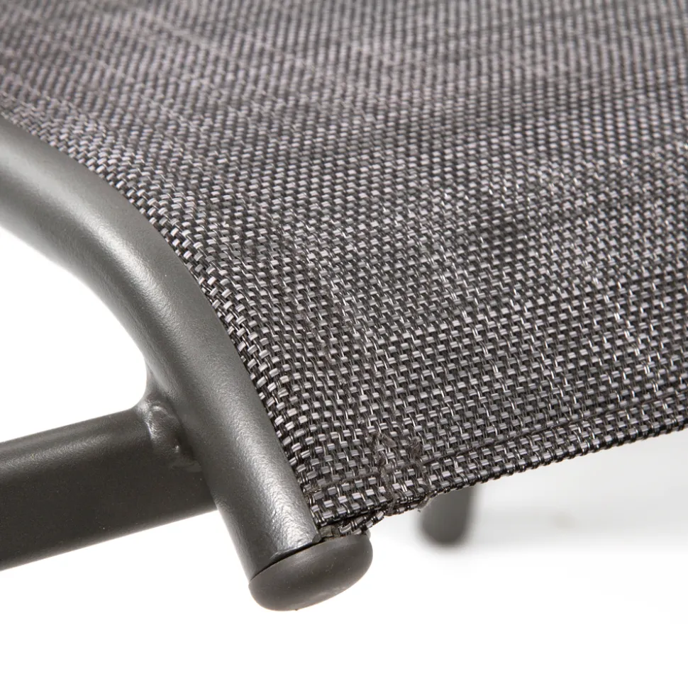 BRIGHTON - Fauteuil de jardin ARIES Bello aluminium et toile gris - 62x56x90 cm