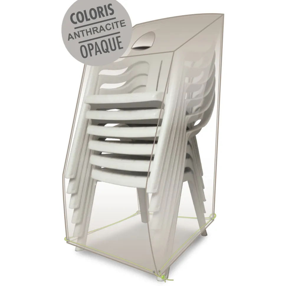 BRIGHTON - Housse pour chaises empilables en polyester gris - 66x66x110 cm