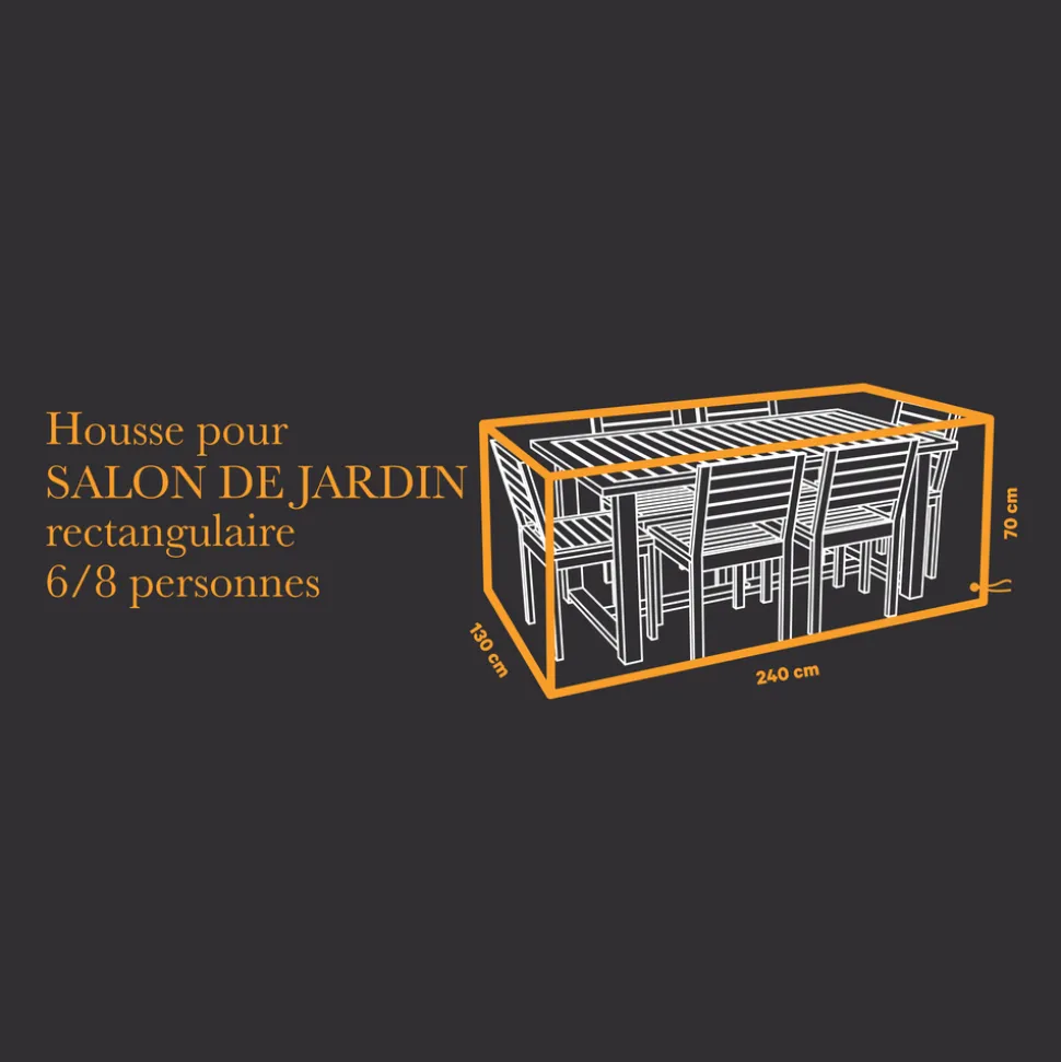 BRIGHTON - Housse pour table et chaises de jardin en polyester - 240x130x70 cm