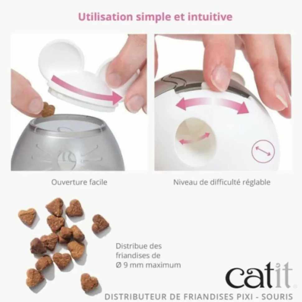 CAT IT - Distributeur de friandises pour chat - catit - pixi - design oreilles de souris - blanc