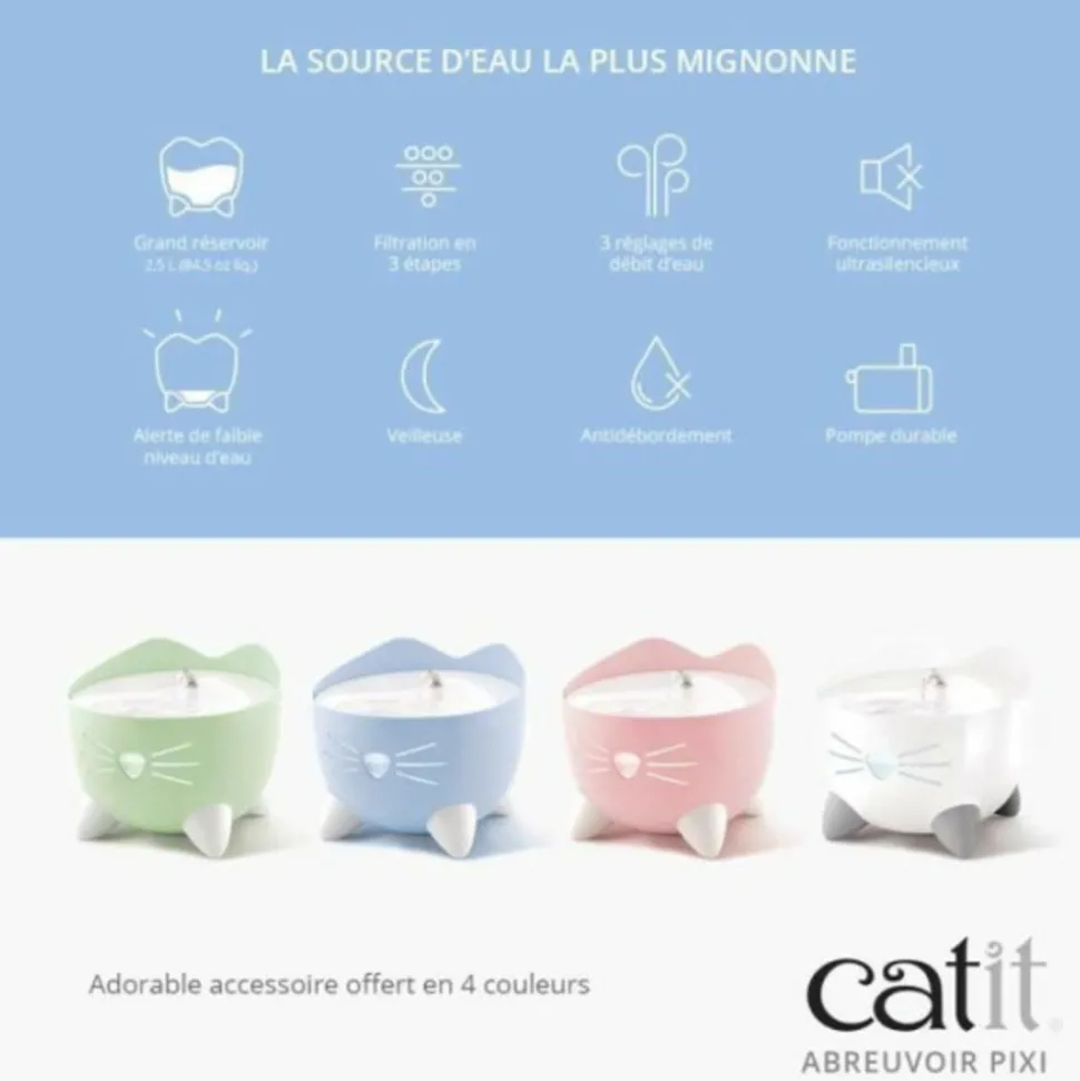 CAT IT - Fontaine a eau automatique pour chat - 2,5 l - bleu