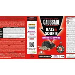 CAUSSADE - Caussade anti rats & souris - efficacité radicale - lieux secs & humides - 10 sachets pâtes fluorescents - 150g - carsptfluo150