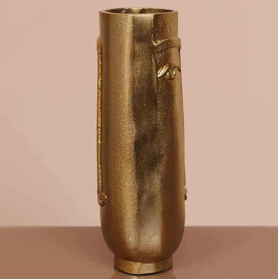 CHEHOMA - Vase haut face laiton doré 28x10x10cm
