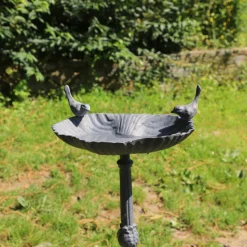 CHEMIN DE CAMPAGNE - Mangeoire à oiseaux sur pied abreuvoir jardin fonte grise 50cm