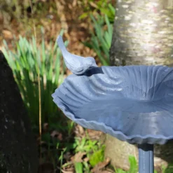 CHEMIN DE CAMPAGNE - Mangeoire à oiseaux sur pied abreuvoir jardin fonte grise 50cm