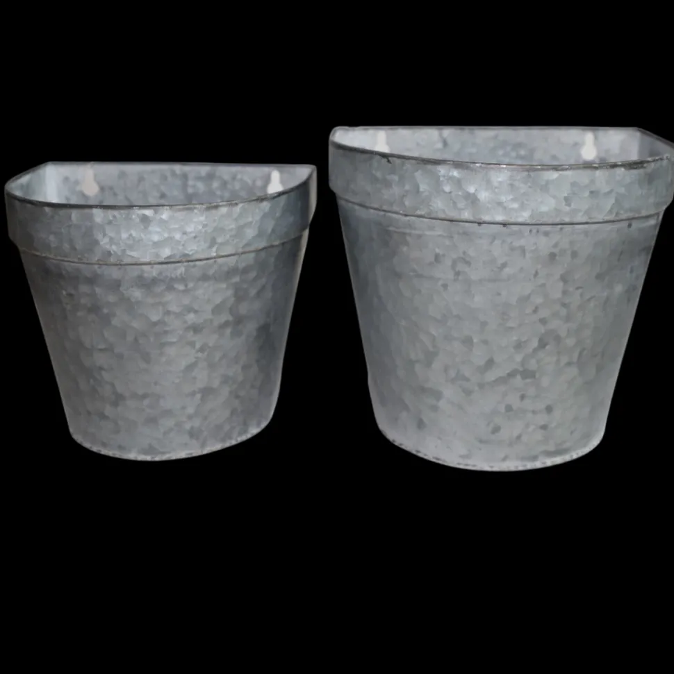 CHEMIN DE CAMPAGNE - Set2 jardinière extérieure murale porte fer forgé vintage gris 21-24cm
