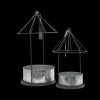 CHEMIN DE CAMPAGNE - Set2 mangeoires oiseaux abreuvoir jardin métal gris 28.5-41cm