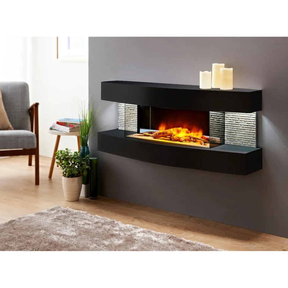 Chemin'arte cheminée électrique design 2000w noir - lounge noire