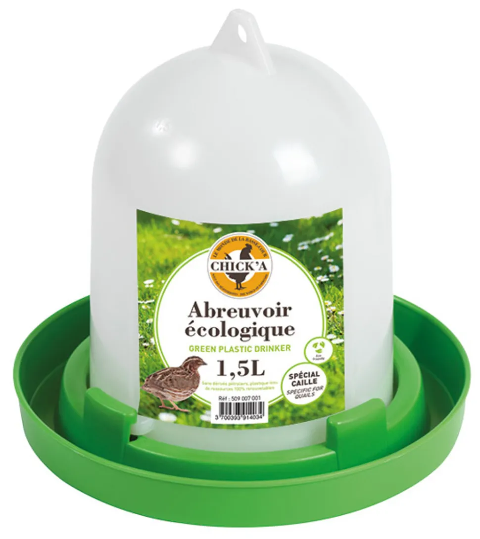 CHICK'A - Abreuvoir plastique ligne verte pour caille 1.5l