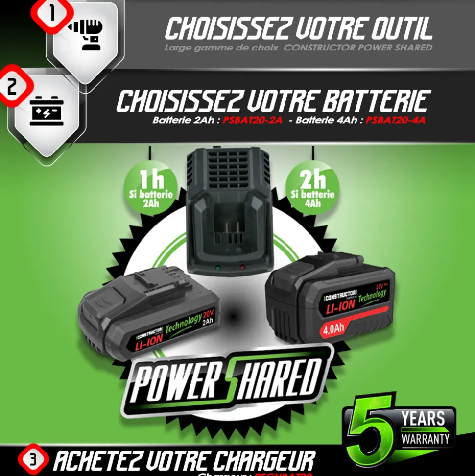 CONSTRUCTOR - Tronçonneuse sans fil 20 v (sans batterie) - guide 250mm - guide et chaîne orego