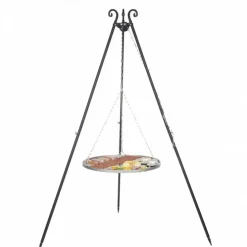 COOK - Barbecue grille de cuisson suspendu en inox 80 cm sur trépied 180 cm
