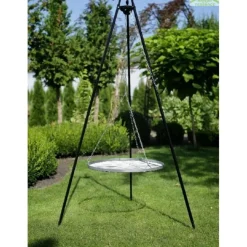 COOK - Barbecue grille de cuisson suspendu en inox 60 cm sur trépied 180 cm