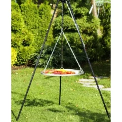 COOK - Barbecue grille de cuisson suspendu en inox 60 cm sur trépied 180 cm