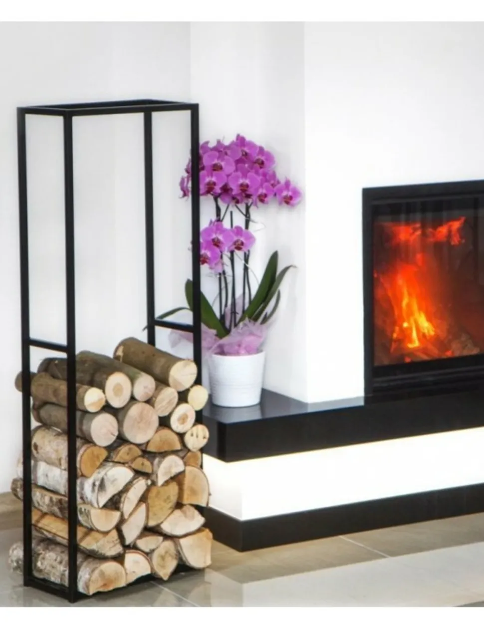 COOK KING - Range-bûches rectangulaire en acier noir "cornel"-150x50x20 cm-40 --