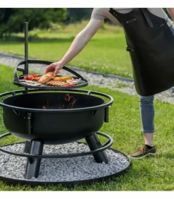 COOKKING - Braséro de jardin avec grille multifonctionnel bandito, avec grille de cuisson multifonction 50cm,111354