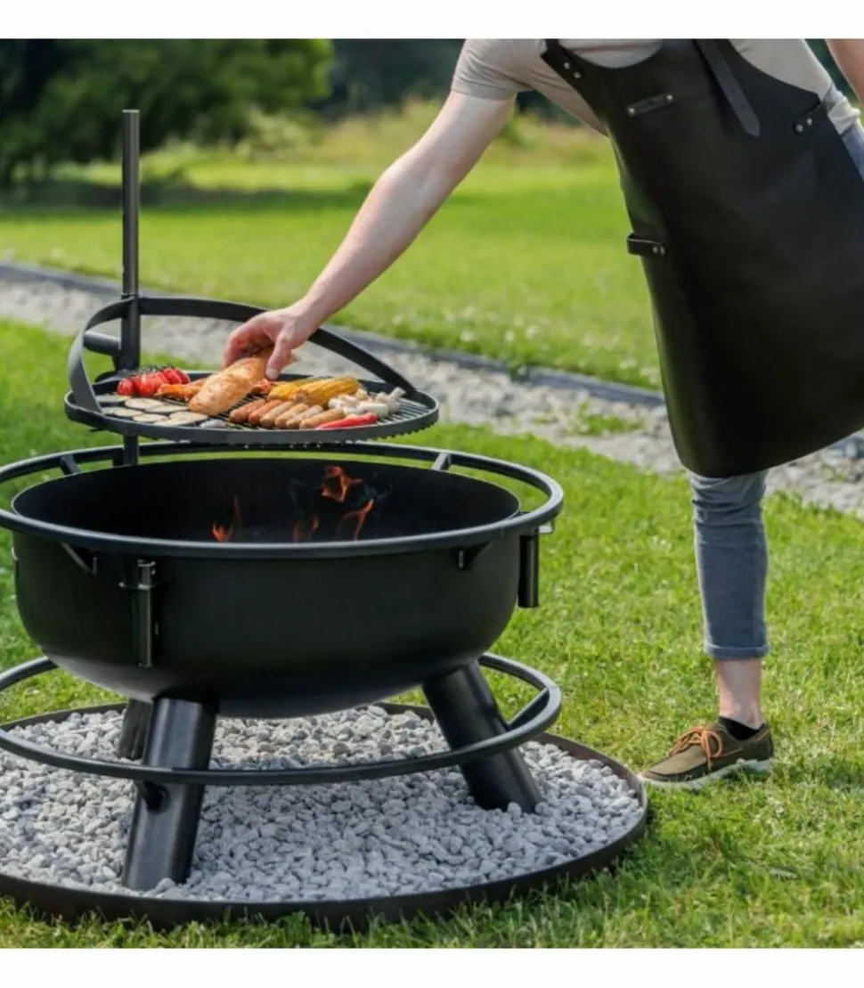 COOKKING - Braséro de jardin avec grille multifonctionnel bandito, avec grille de cuisson multifonction 50cm,111354