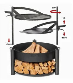 COOKKING - Braséro extérieur montana x, avec grille de cuisson 60cm, acier naturel, cookking, 111800