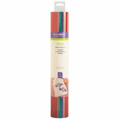 CRICUT - 6 feuilles de flex thermocollant rouge, blanc, doré, violet, bleu, vert, rose pailleté 30,5 x 30,5 cm - cricut