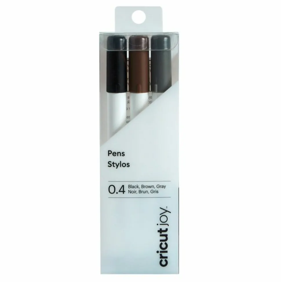 CRICUT - 3 stylos à pointe fine noir, marron et gris 0,4 mm cricut