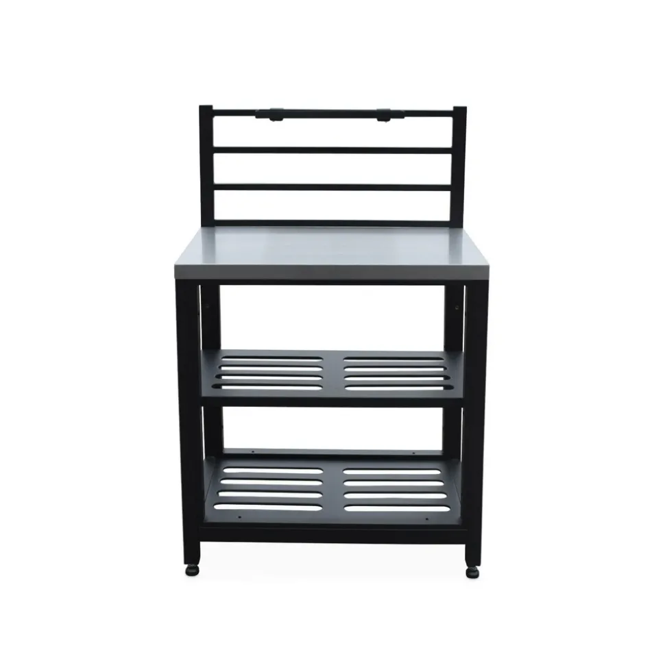 Cuisine extérieure en acier l80cm avec 2 étagères de rangement