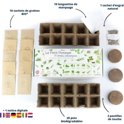 Cultivea le kit petit potager de 10 graines herbes aromatiques - basilic, thym, aneth, coriandre, menthe, sauge