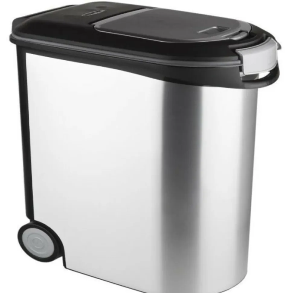 CURVER - Conteneur a croquettes pour chien 12 kg - 35l - aspect métal