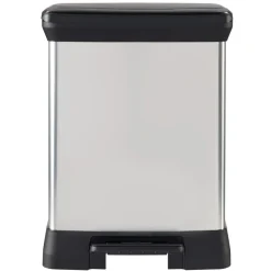 CURVER - Poubelle duo à pédale deco 10l+18l argenté