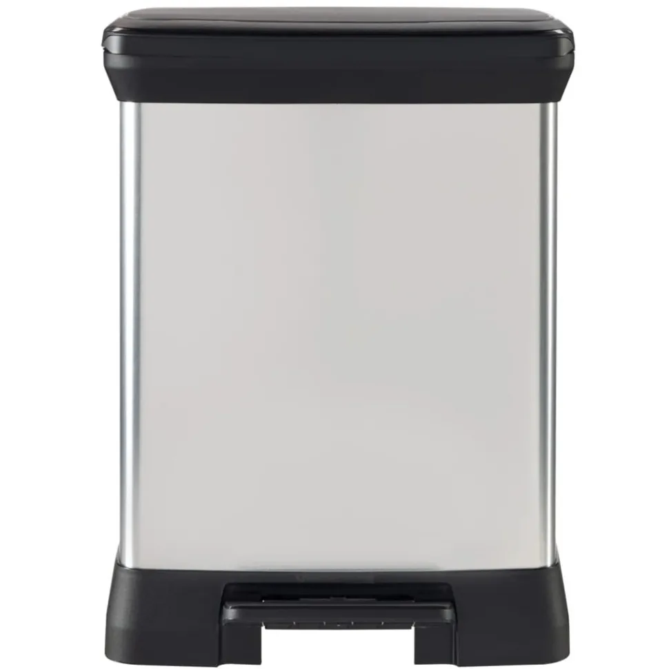 CURVER - Poubelle duo à pédale deco 10l+18l argenté