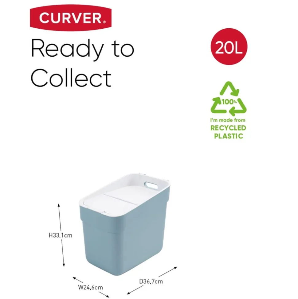 CURVER - Poubelle ready to collect 20 l bleu clair
