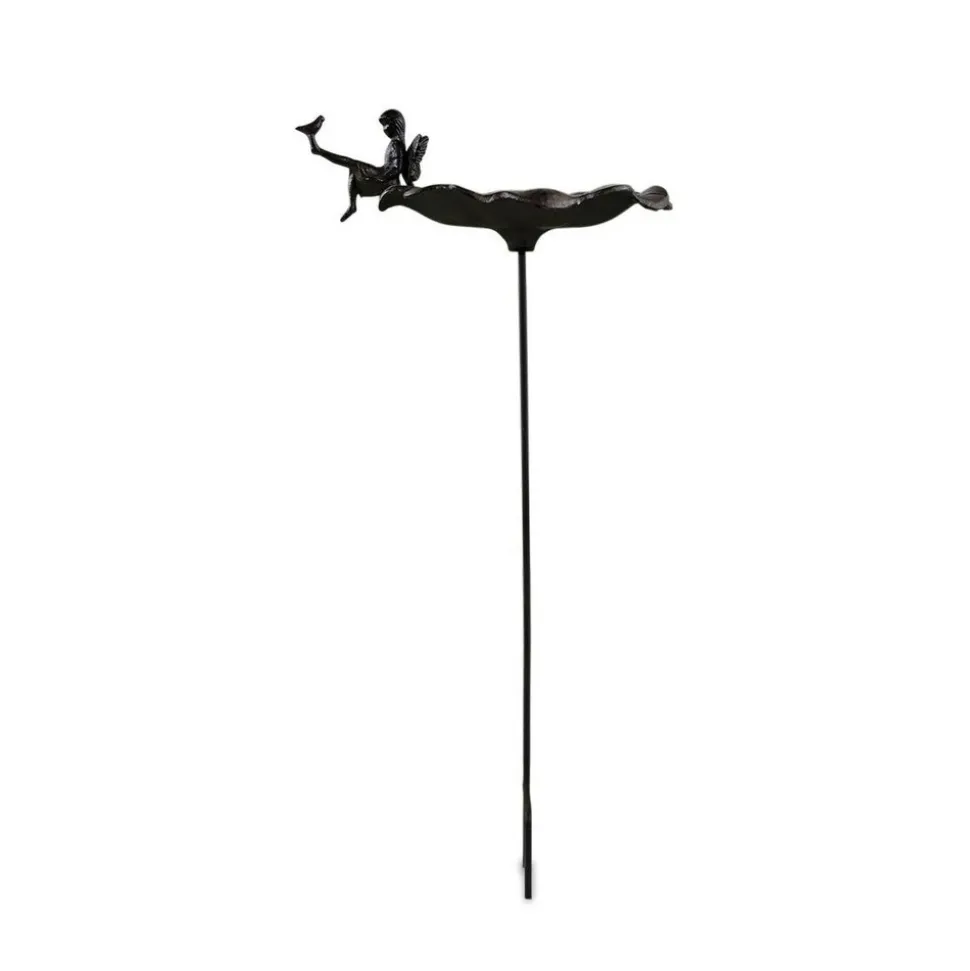 DÉCORATION D'AUTREFOIS - Abreuvoir oiseau ange sur pied fonte fonte marron - décoration d'autrefois