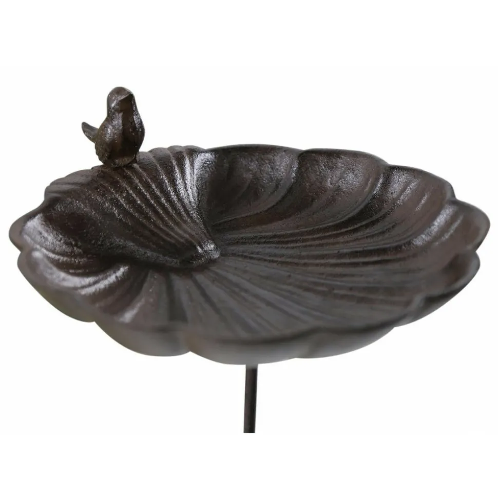 DÉCORATION D'AUTREFOIS - Abreuvoir oiseau sur pied fonte fonte marron - décoration d'autrefois